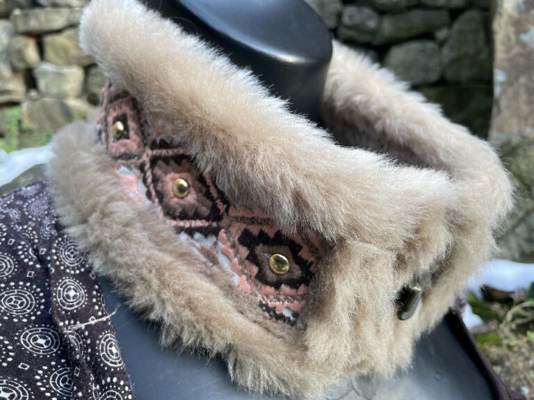 manteau fendi long col fourrure de renard laine