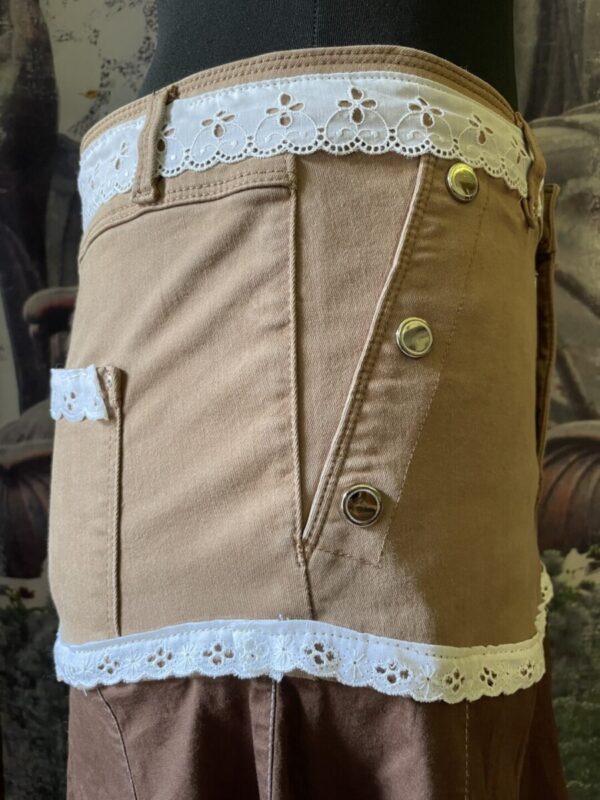 Jupe en jeans customisé marron style romantique – Image 4
