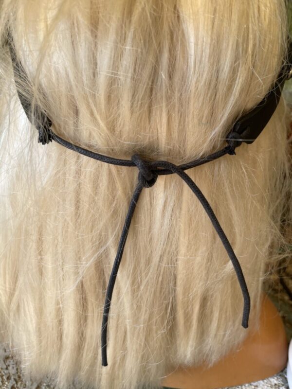 Diadème-Tiare cuir noir perles vertes – Image 3