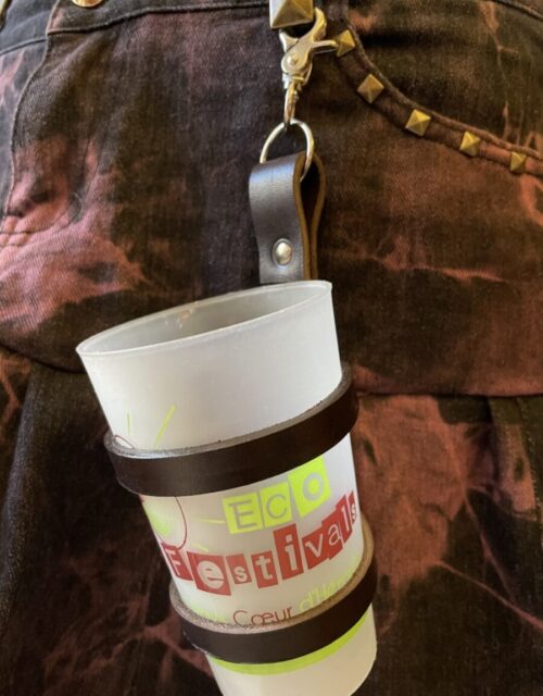 Porte gobelet festival cuir marron