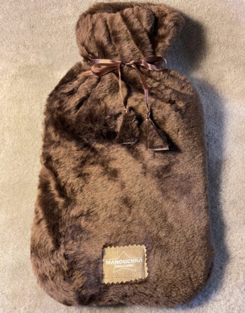 Bouillotte en fourrure de mouton marron